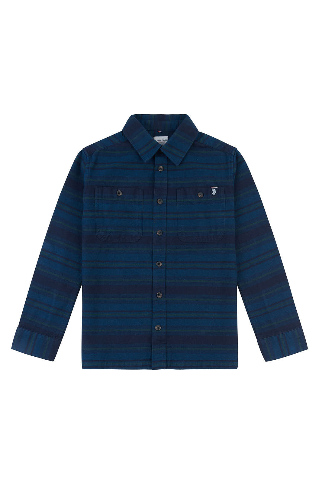 U.S. Polo Assn. Boys Ombre Brushed Stripe Overshirt in Navy Blue