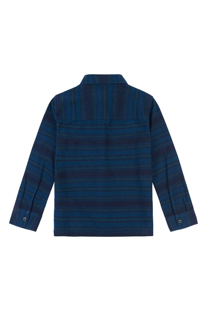 Boys Ombre Brushed Stripe Overshirt in Navy Blue