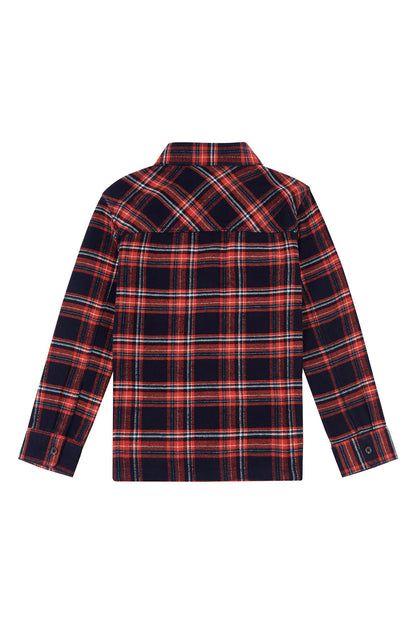 Boys Twill Check Overshirt in Navy Blue