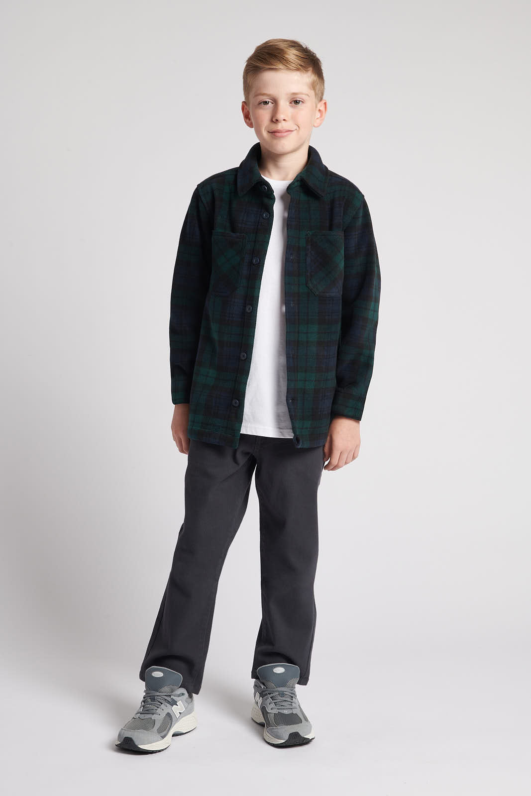 Boys Polar Fleece Check Overshirt in Ponderosa Pine