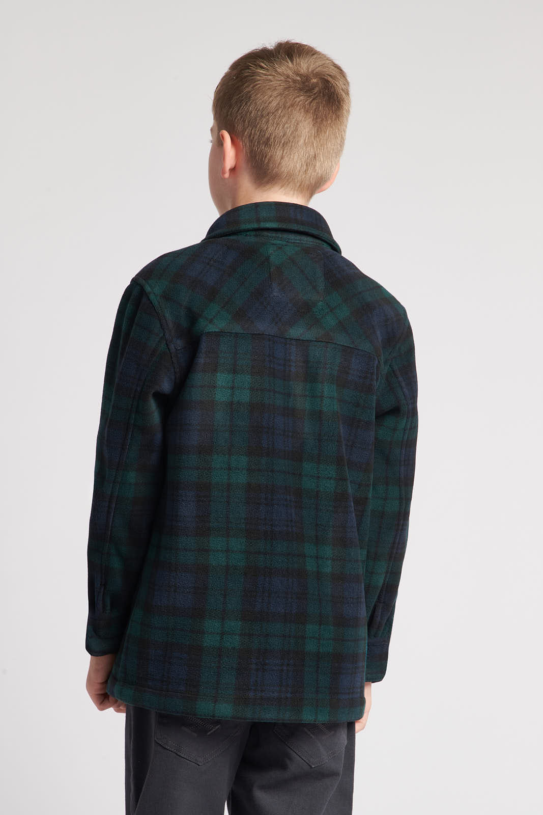 Boys Polar Fleece Check Overshirt in Ponderosa Pine