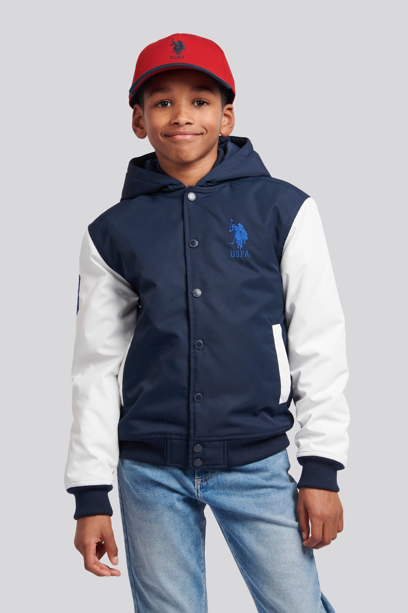 U.S. Polo Assn. Boys Player 3 Bomber Jacket in Dark Sapphire Navy