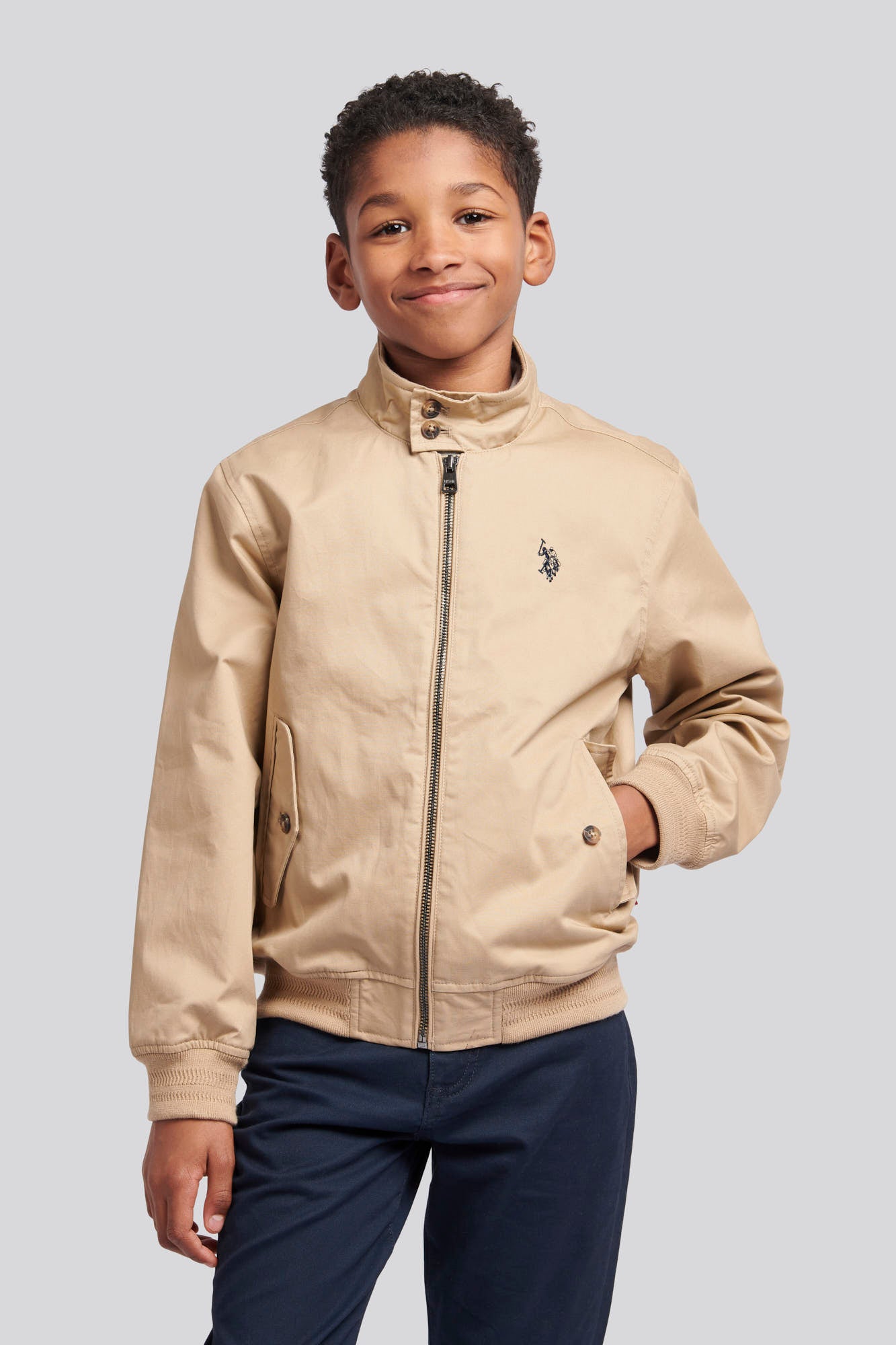 U.S. Polo Assn. Boys Cotton Twill Harrington Jacket in Cornstalk