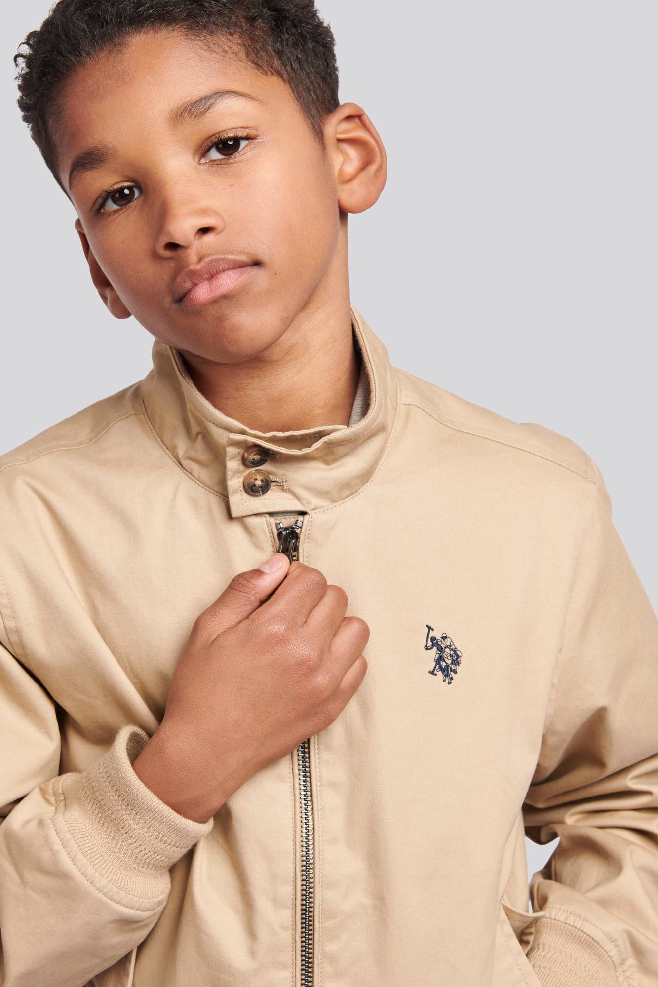 Boys Cotton Twill Harrington Jacket in Cornstalk