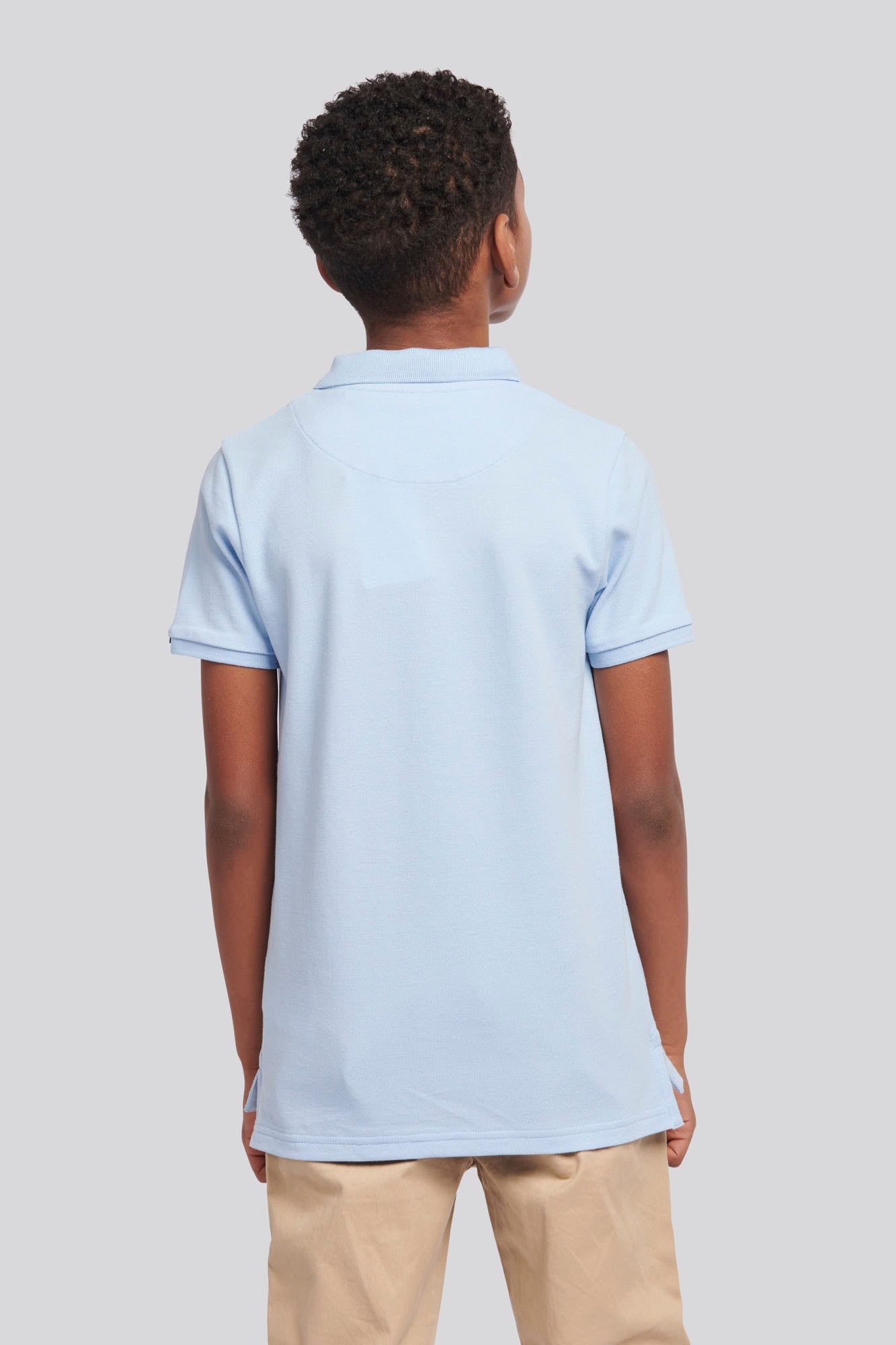 Boys Pique Polo Shirt in Chambray Blue