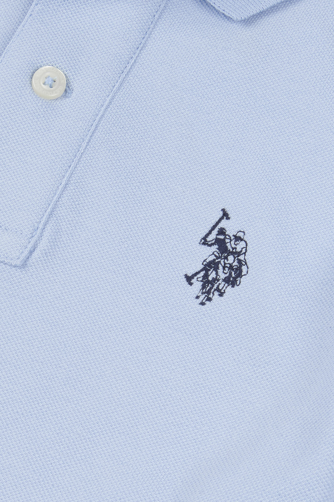 Boys Pique Polo Shirt in Chambray Blue