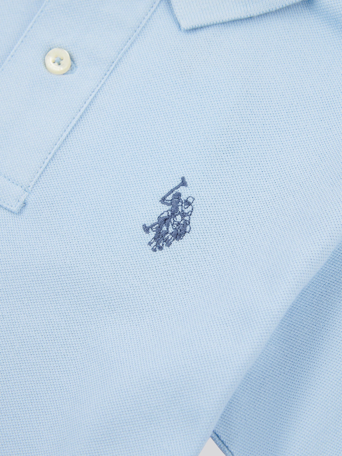Boys Double Horsemen Polo Shirt in Chambray Blue