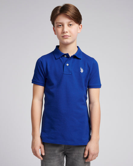 Boys Double Horsemen Polo Shirt in Sodalite Blue