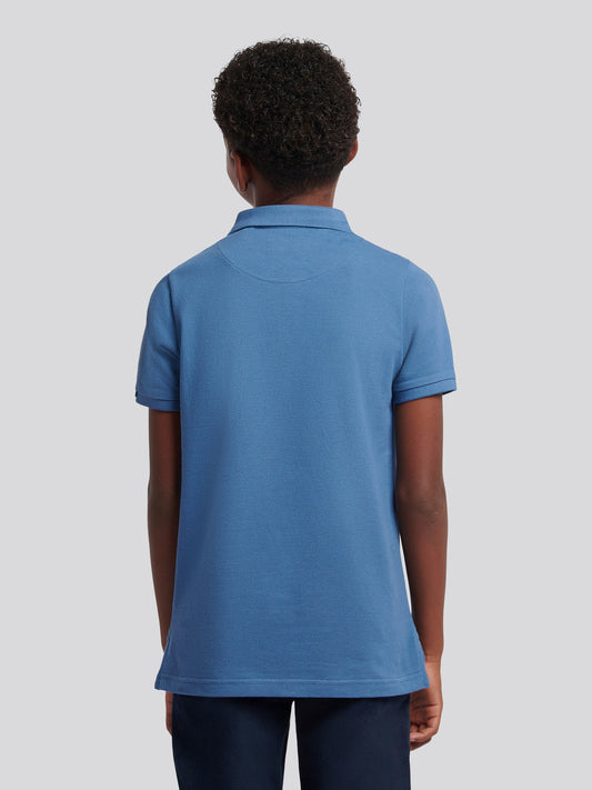 Boys Double Horsemen Polo Shirt in Blue Horizon