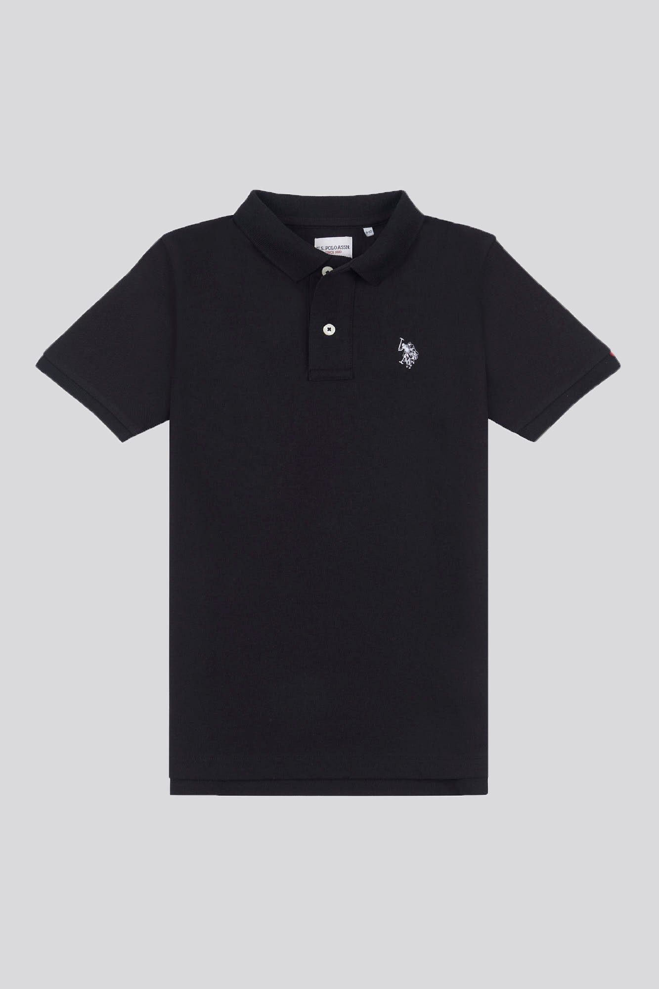 U.S. Polo Assn. Boys Pique Polo Shirt in Black Bright White DHM