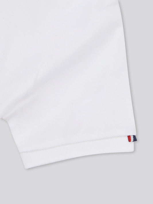 Boys Double Horsemen Polo Shirt in White / Dark Sapphire Navy DHM