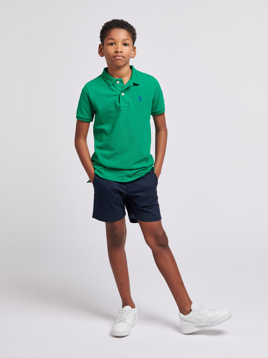 Boys Double Horsemen Polo Shirt in Lush Meadow