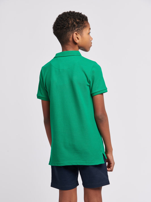 Boys Double Horsemen Polo Shirt in Lush Meadow