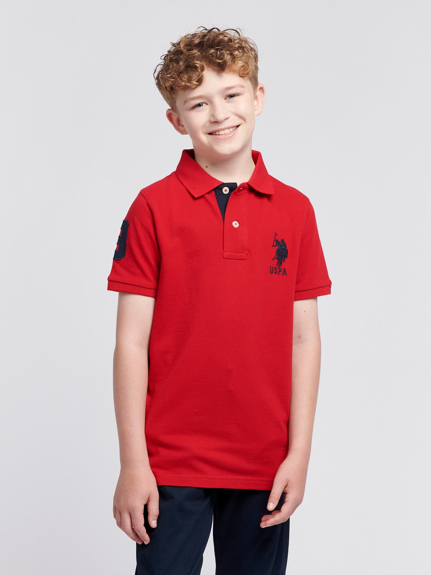 Boys Player 3 Polo Shirt in Haute Red