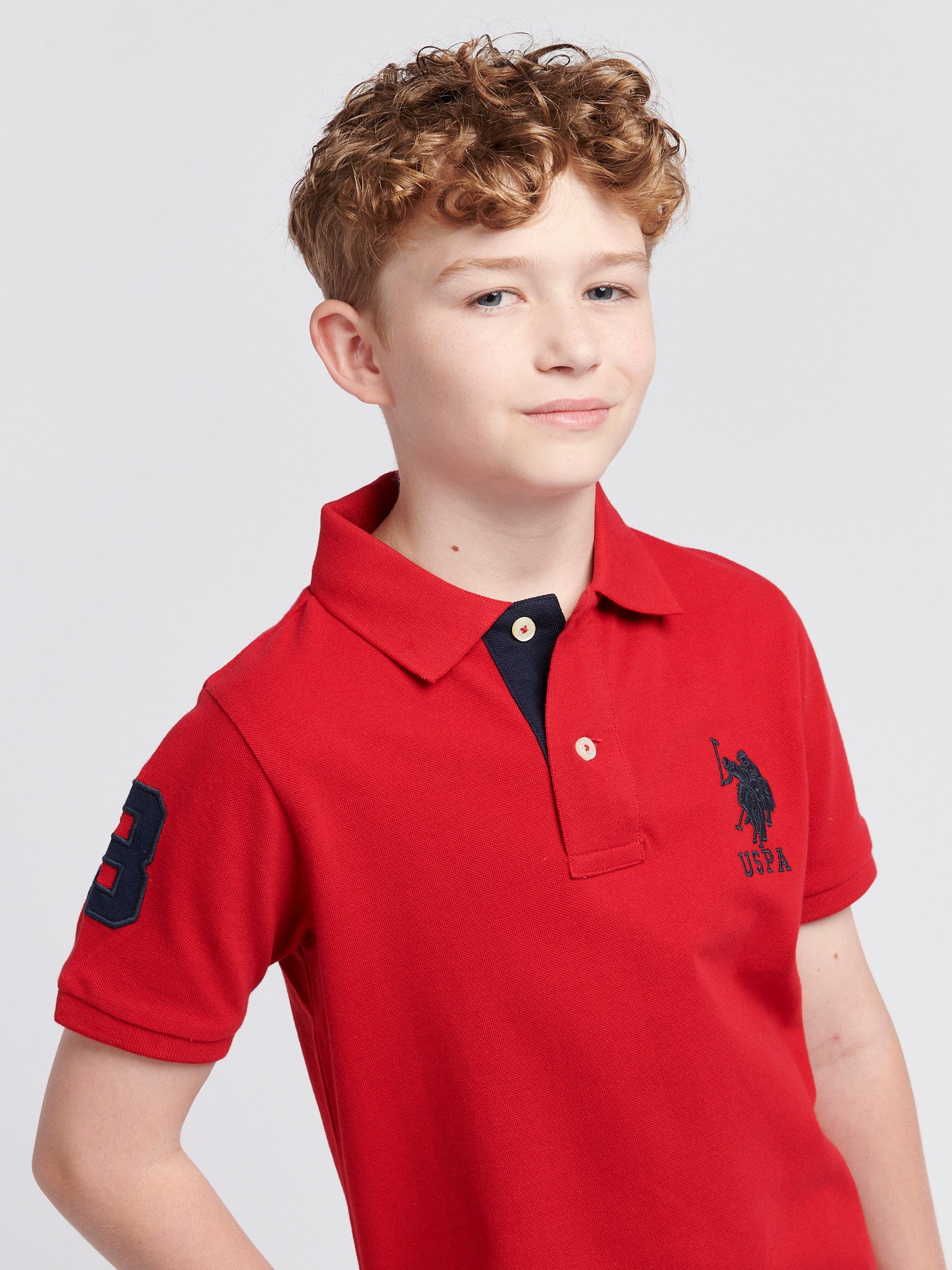 Boys Player 3 Polo Shirt in Haute Red