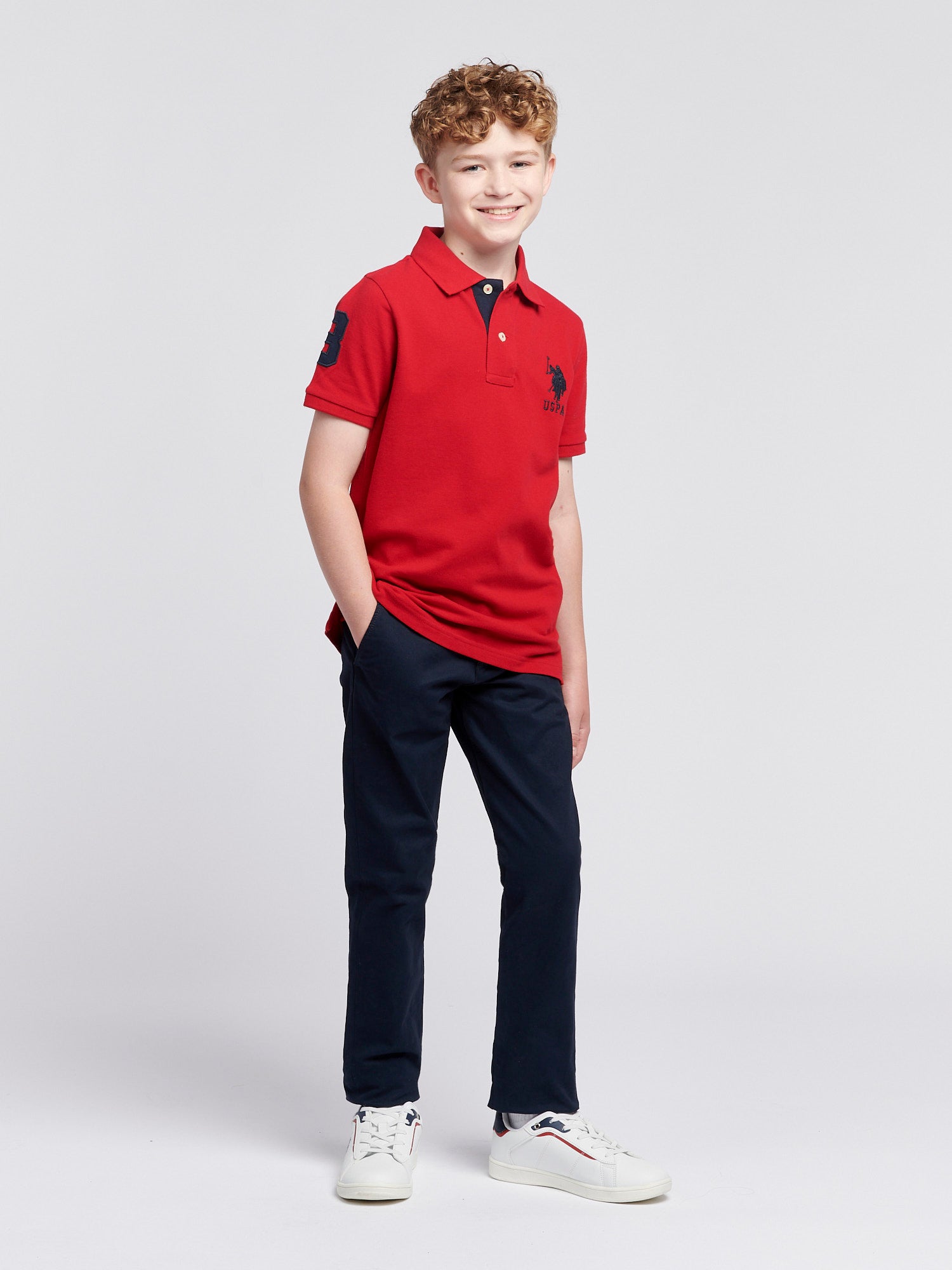 Boys Player 3 Polo Shirt in Haute Red