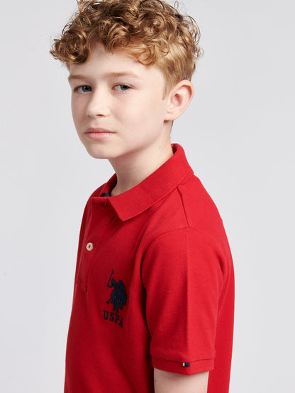 Boys Player 3 Polo Shirt in Haute Red