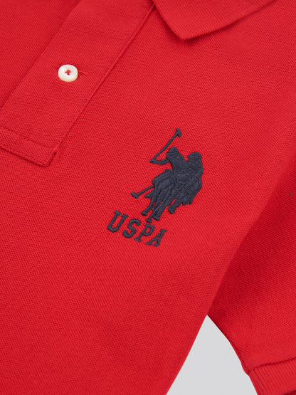 Boys Player 3 Polo Shirt in Haute Red