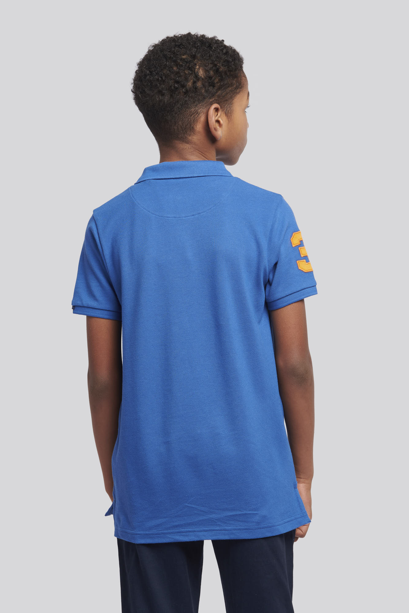 Boys Player 3 Pique Polo Shirt in Deja Vu Blue