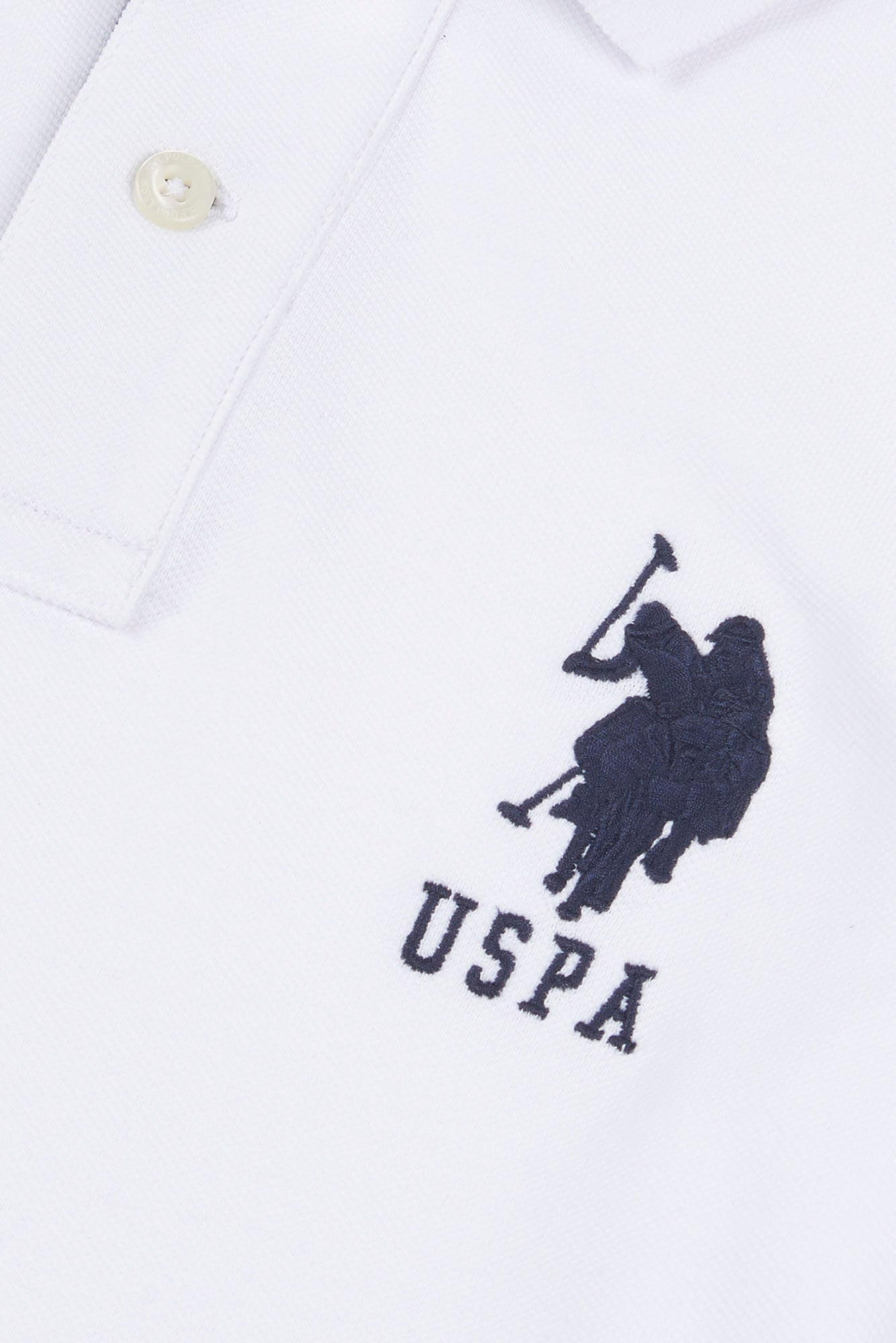 Boys Player 3 Pique Polo Shirt in White / Dark Sapphire Navy DHM