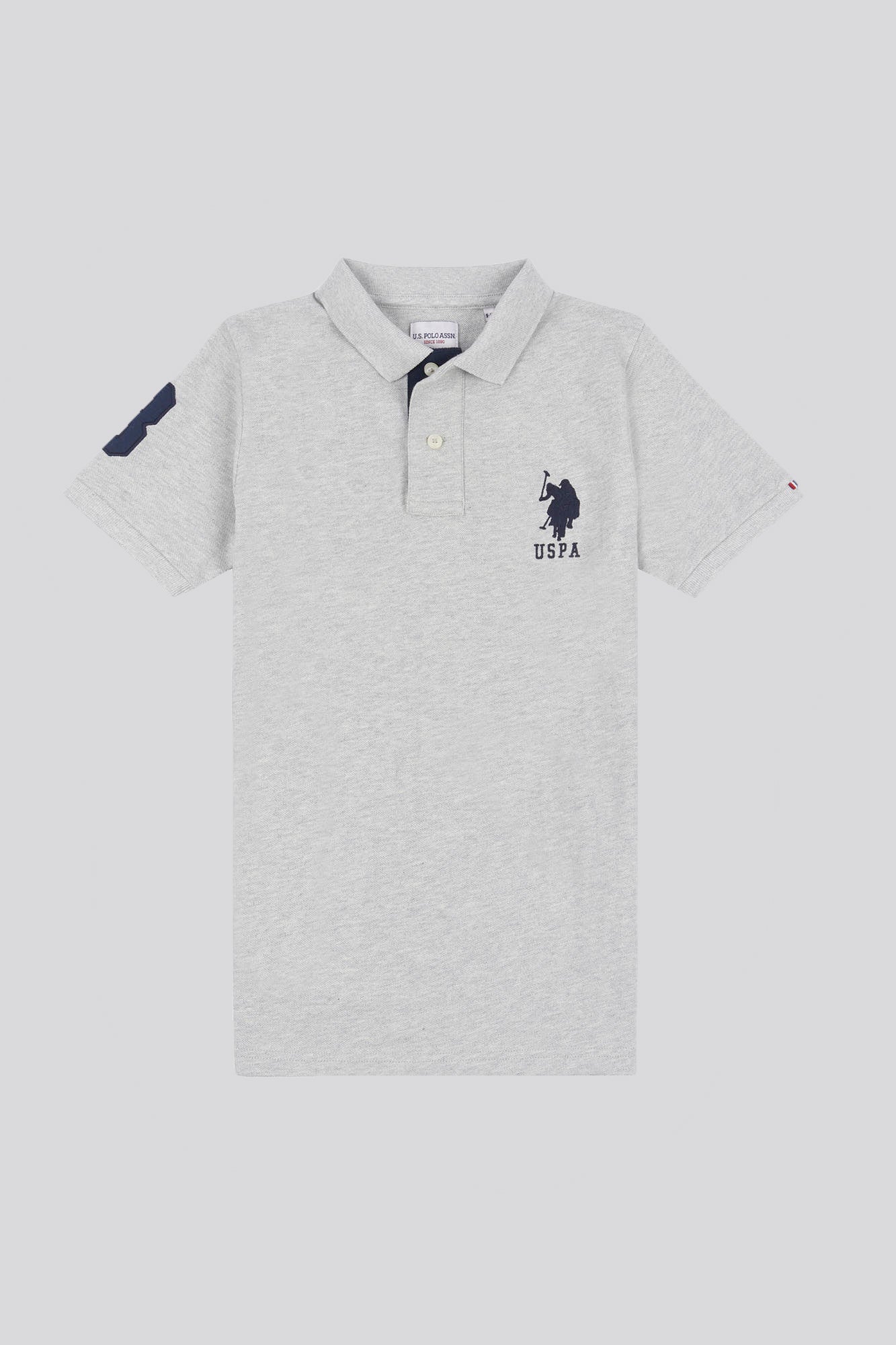 U.S. Polo Assn. Boys Player 3 Pique Polo Shirt in Mid Grey Marl