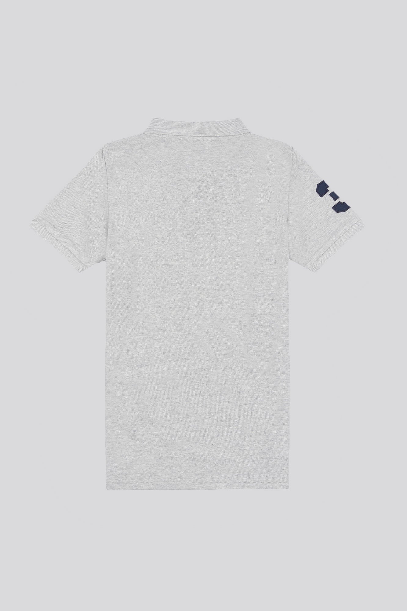 Boys Player 3 Pique Polo Shirt in Mid Grey Marl