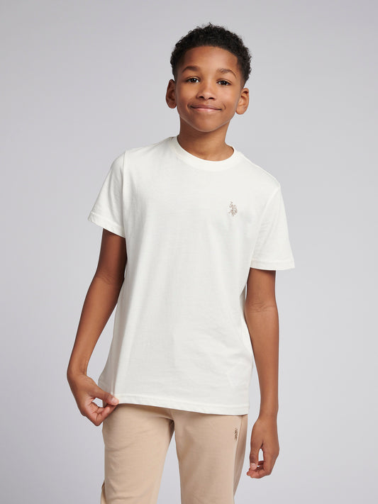 Boys Double Horsemen T- Shirt in Whisper White