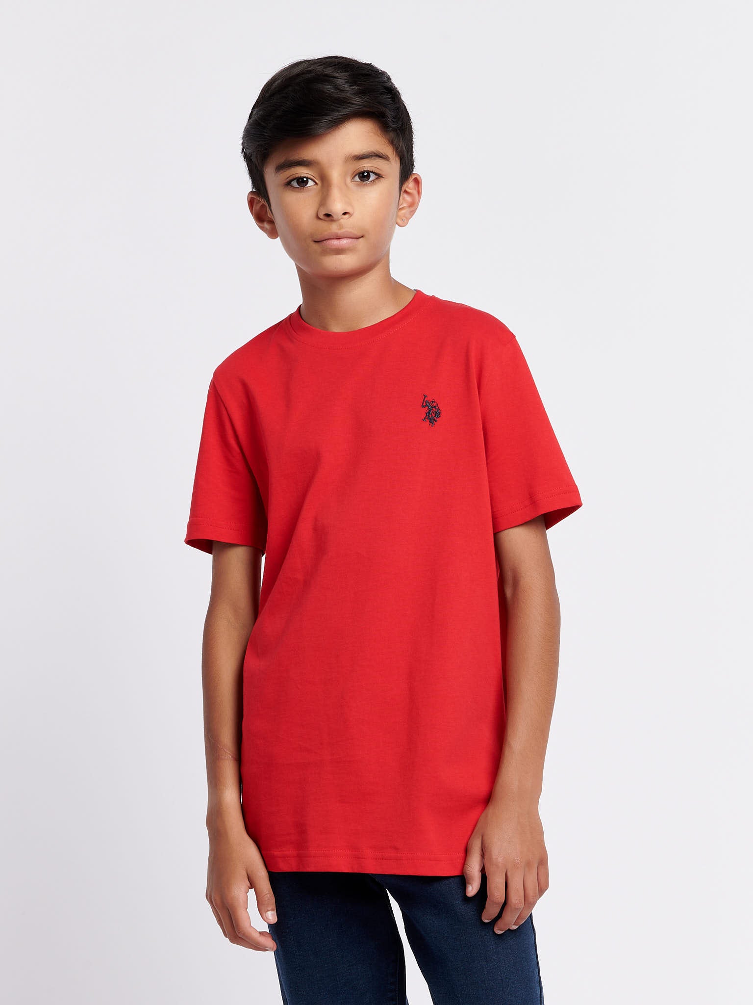 Boys Double Horsemen T- Shirt in Haute Red