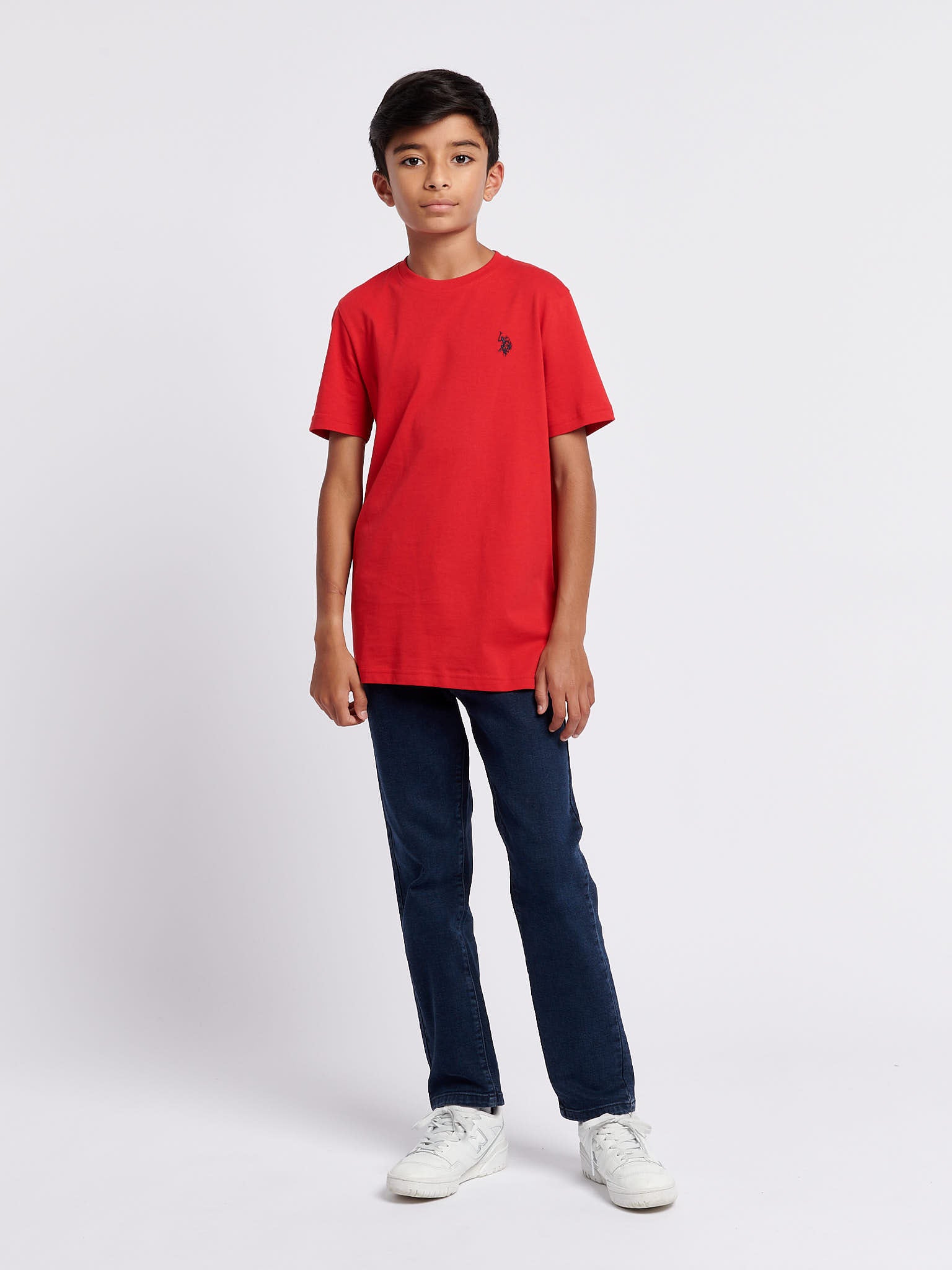 Boys Double Horsemen T- Shirt in Haute Red