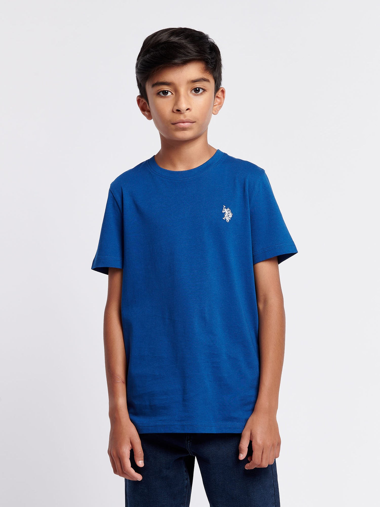 Boys Double Horsemen T- Shirt in Navy Peony