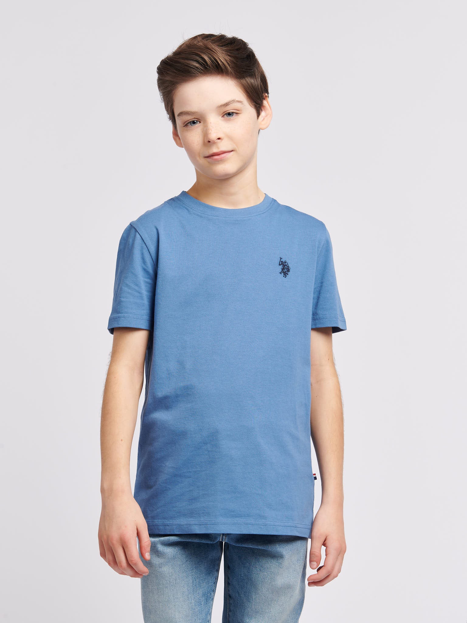 Boys Double Horsemen T- Shirt in Blue Horizon