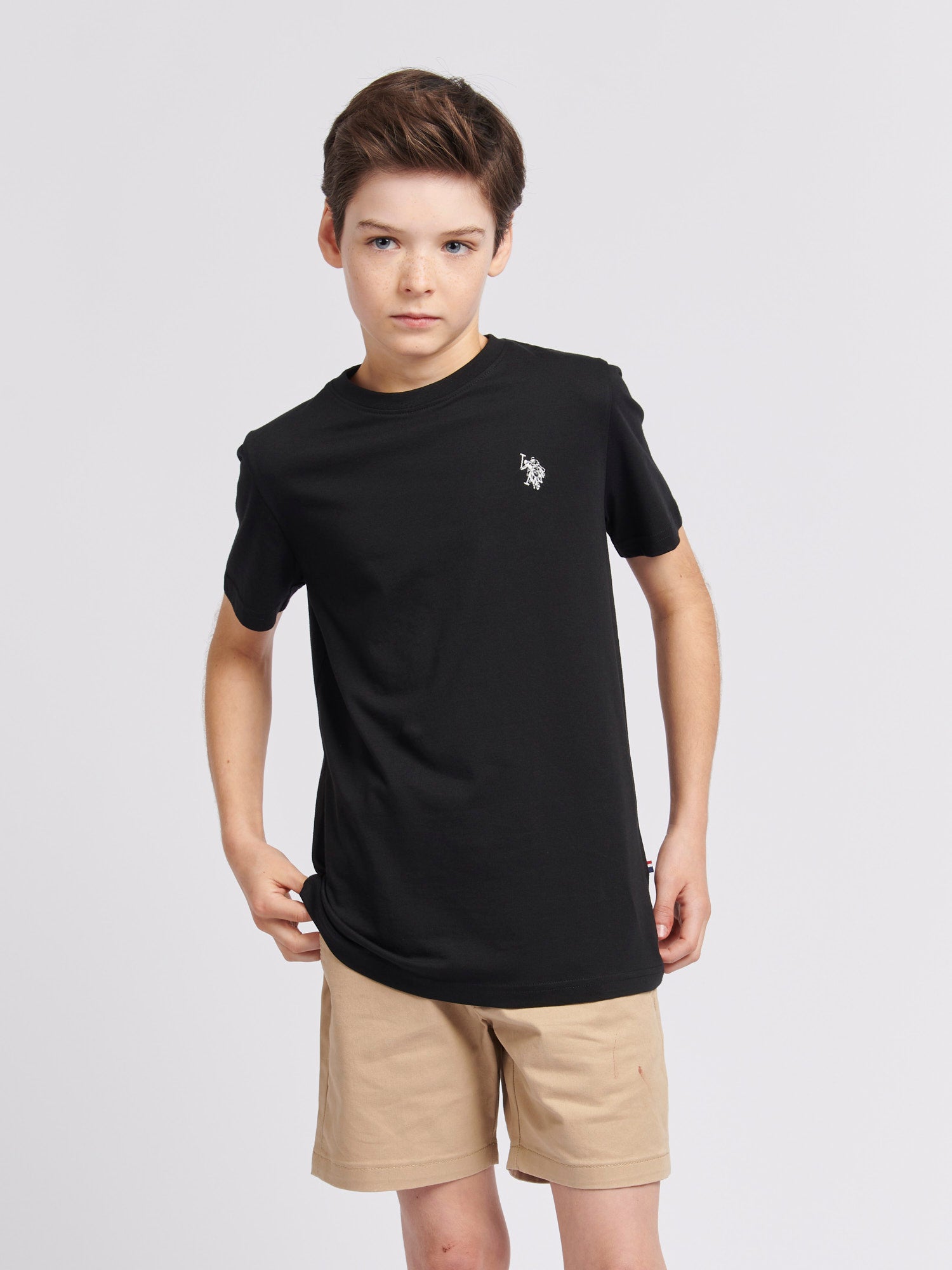 Boys Double Horsemen T-Shirt in Black Bright White DHM