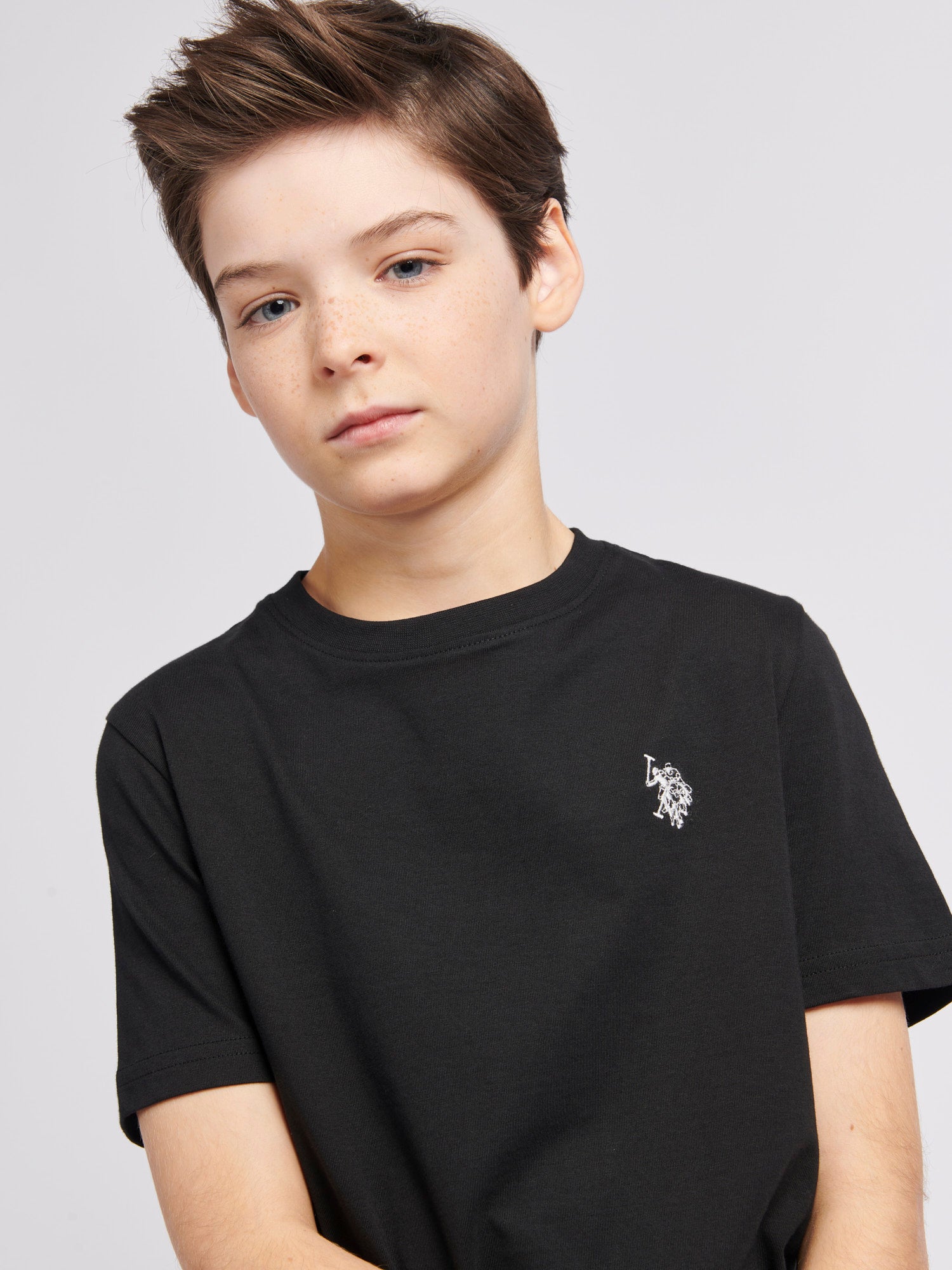 Boys Double Horsemen T-Shirt in Black Bright White DHM