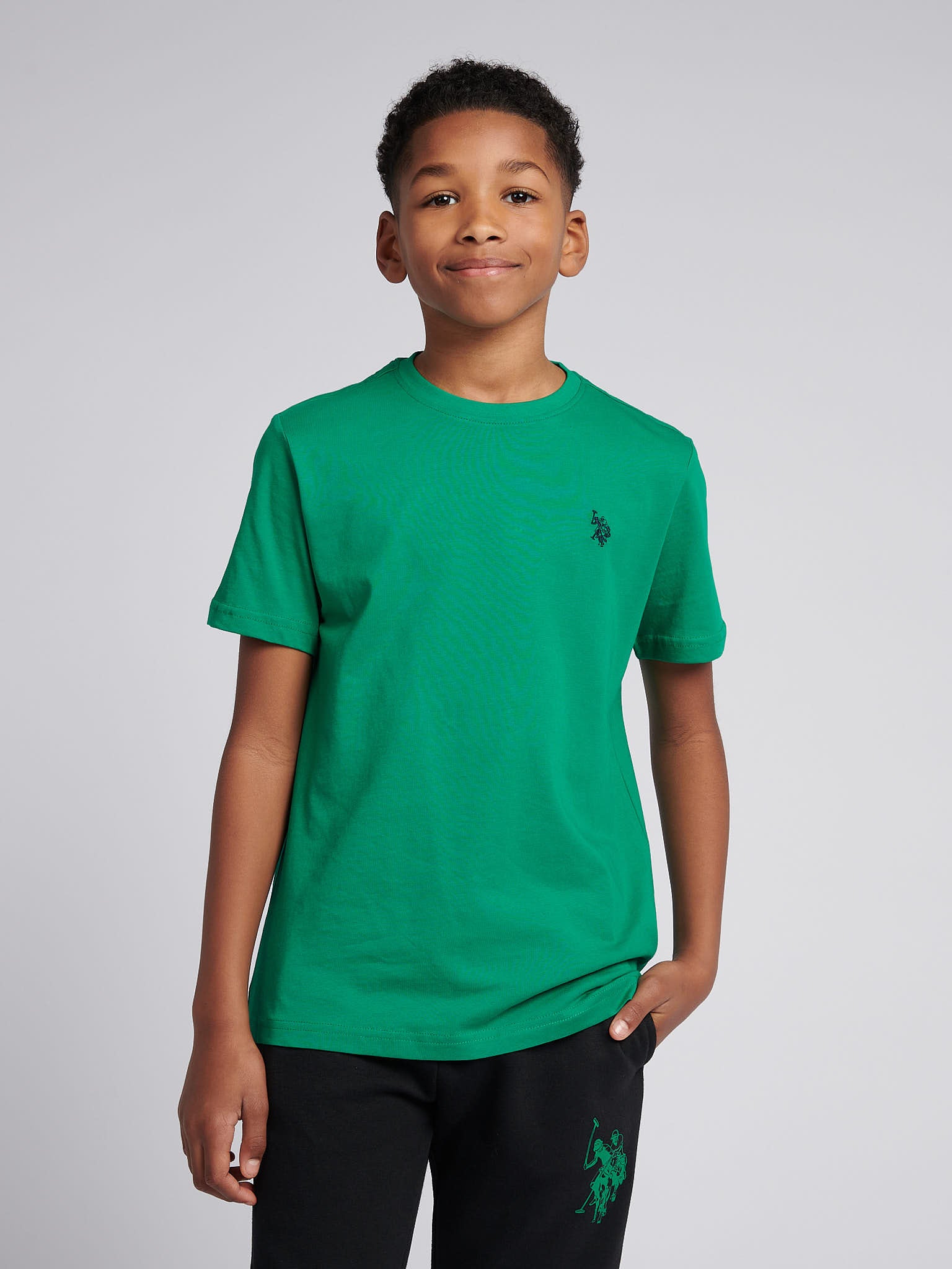 Boys Double Horsemen T- Shirt in Lush Meadow