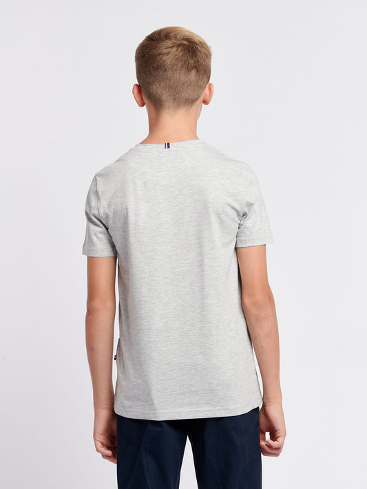 Boys Double Horsemen T- Shirt in Mid Grey Marl