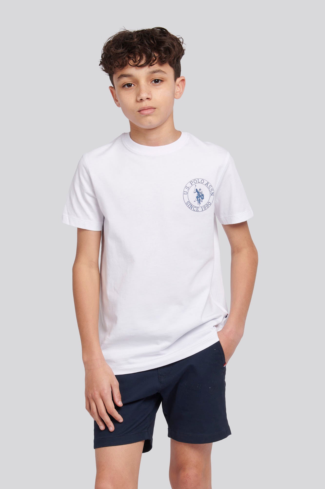 U.S. Polo Assn. Boys Circle Print T-Shirt in Bright White