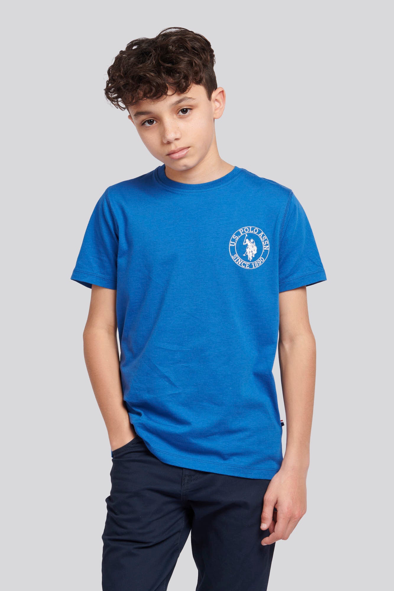 U.S. Polo Assn. Boys Circle Print T-Shirt in Deja Vu Blue