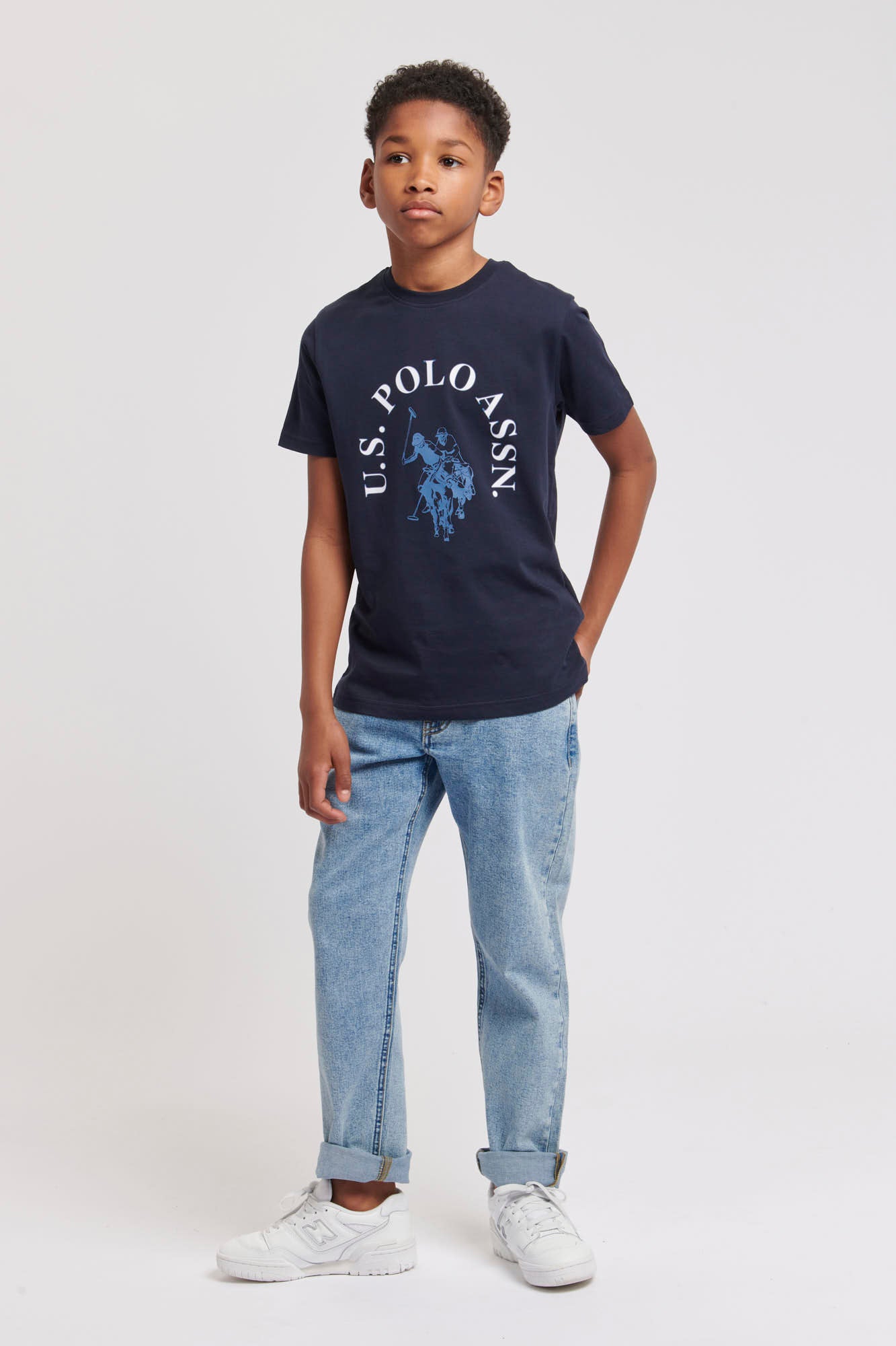 Boys Chest Graphic T-Shirt in Dark Sapphire Navy