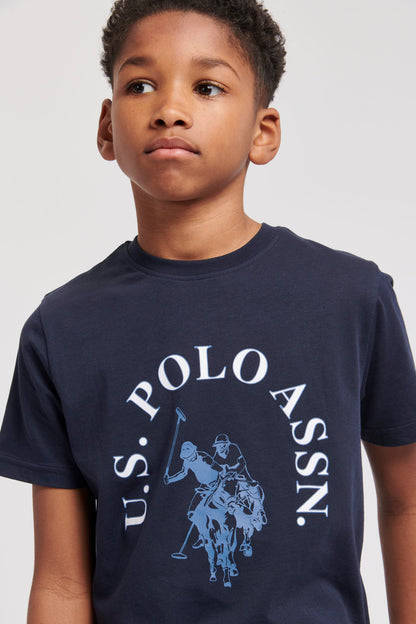 Boys Chest Graphic T-Shirt in Dark Sapphire Navy