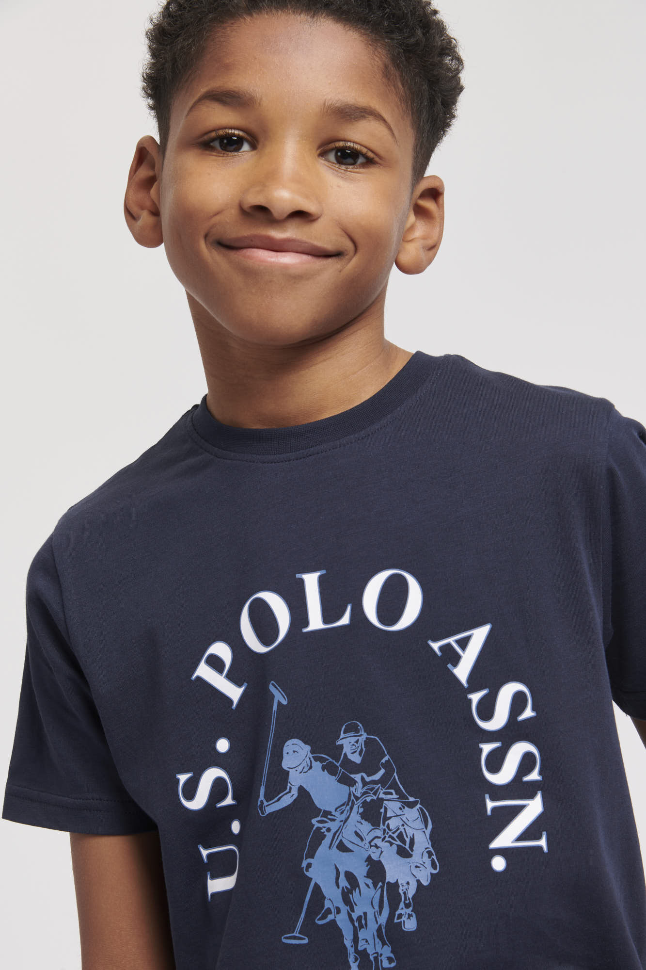 Boys Chest Graphic T-Shirt in Dark Sapphire Navy