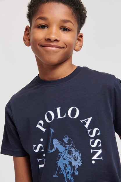 Boys Chest Graphic T-Shirt in Dark Sapphire Navy