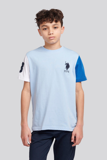 U.S. Polo Assn. Boys Player 3 Colourblock T-Shirt in Cashmere Blue