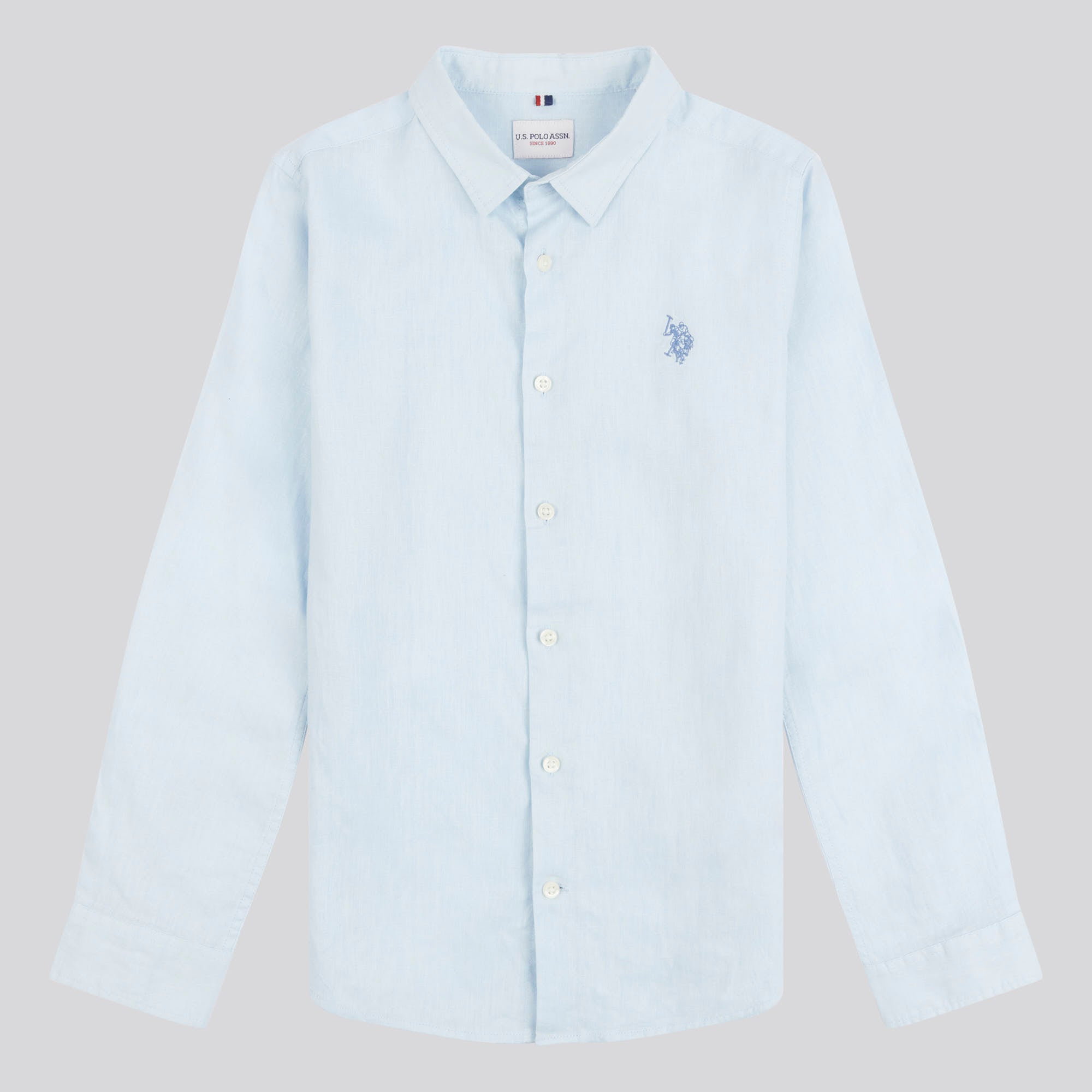 Boys Linen Blend Shirt in Ice Blue