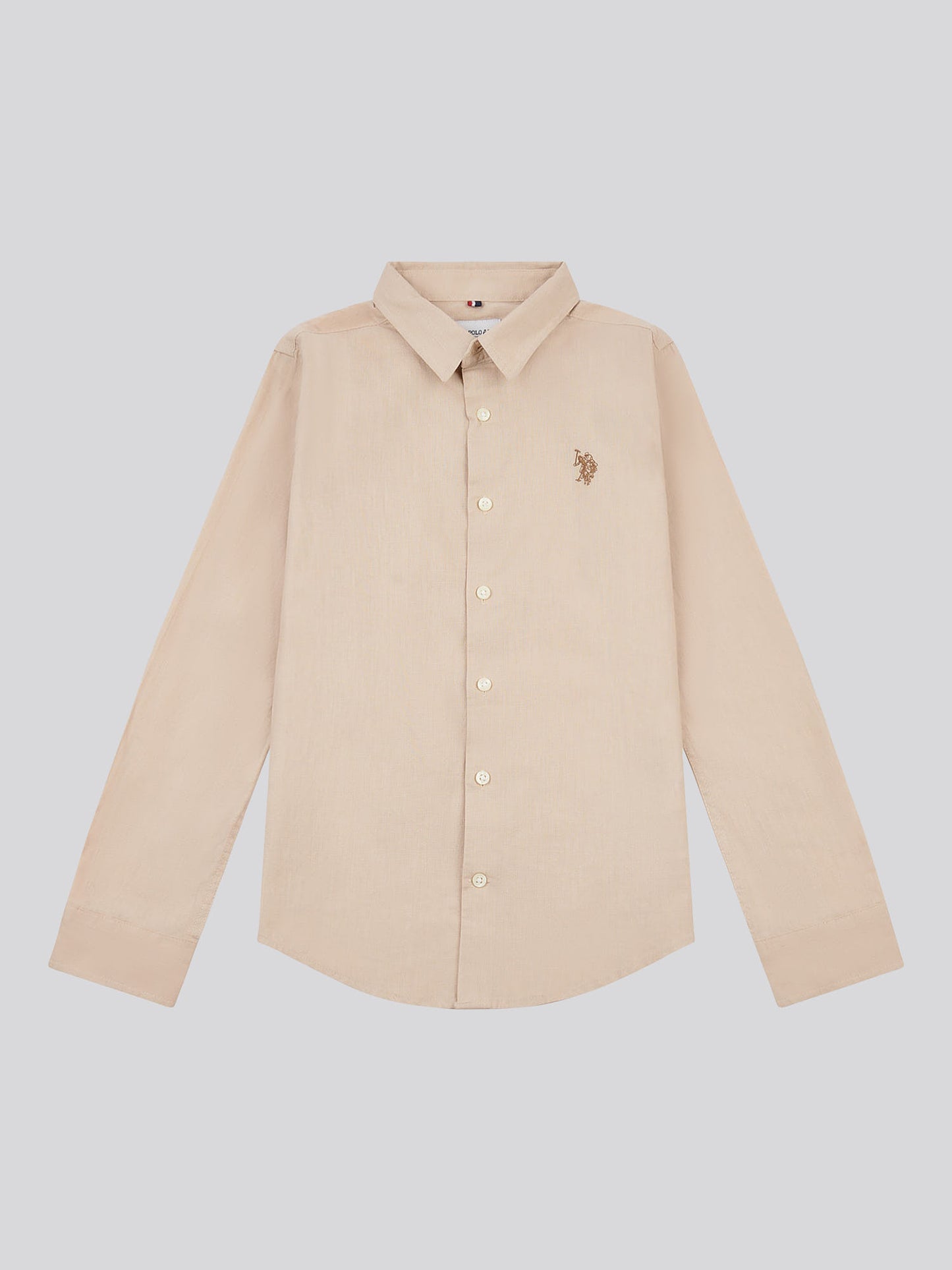 Boys Linen Blend Shirt in Doeskin