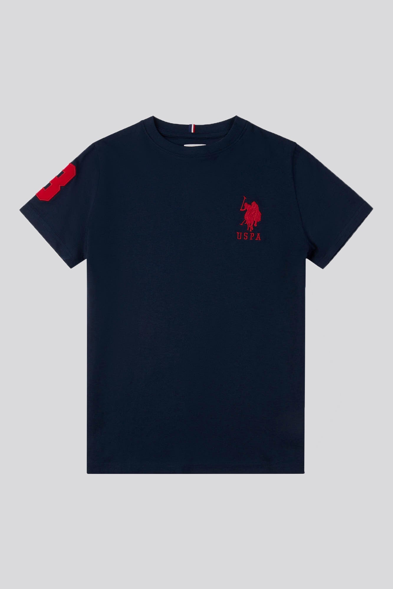 Boys Player 3 T-Shirt in Dark Sapphire Navy / Haute Red DHM