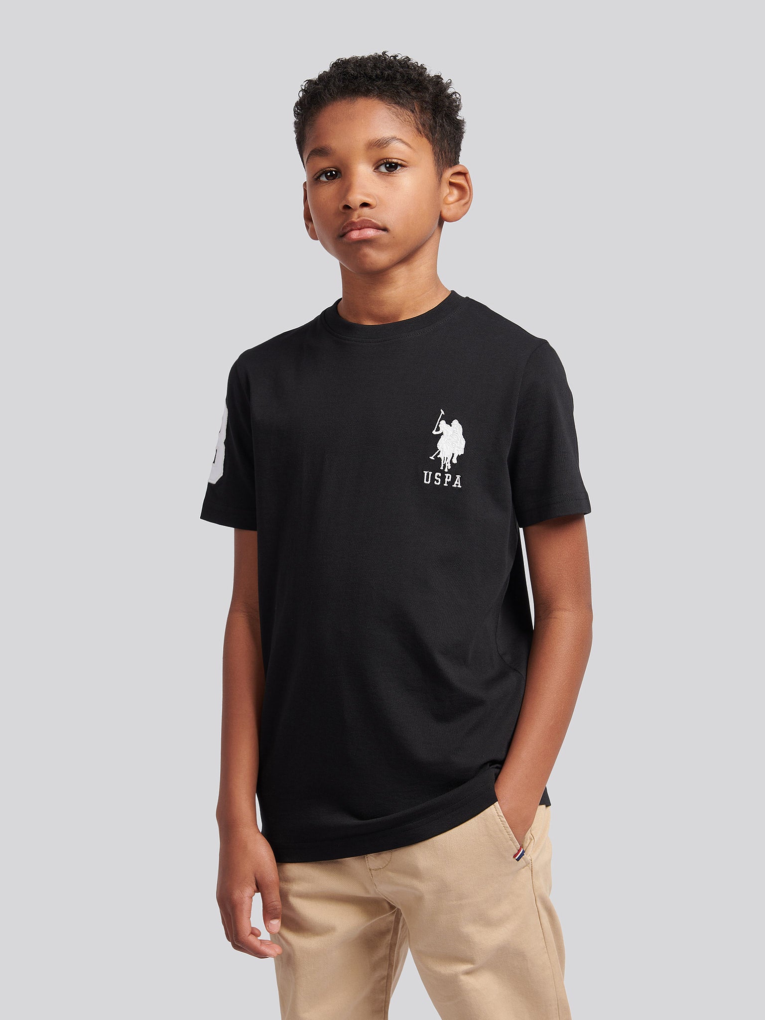 Boys Player 3 T-Shirt in Black Bright White DHM