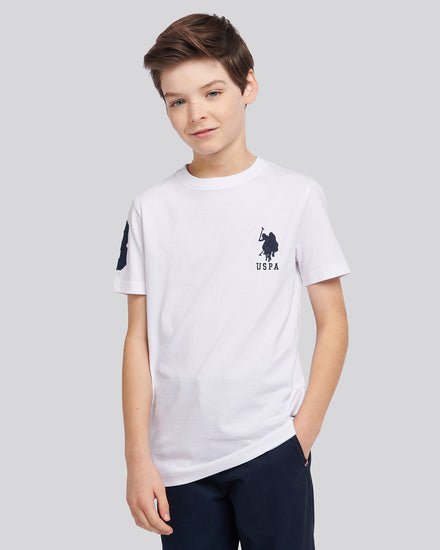 Boys Player 3 T-Shirt in White / Dark Sapphire Navy DHM