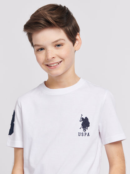 Boys Player 3 T-Shirt in White / Dark Sapphire Navy DHM