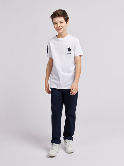 Boys Player 3 T-Shirt in White / Dark Sapphire Navy DHM