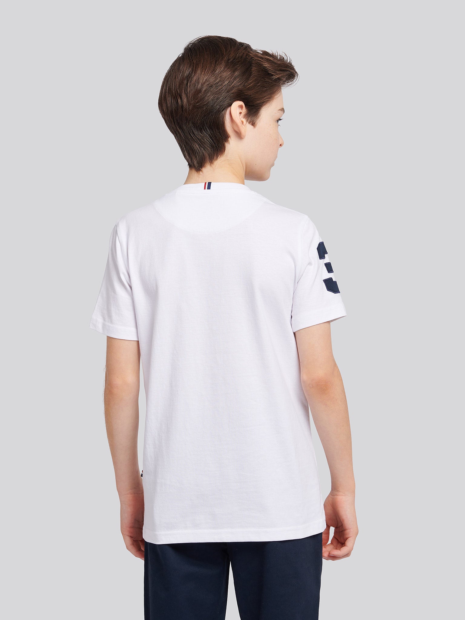Boys Player 3 T-Shirt in White / Dark Sapphire Navy DHM